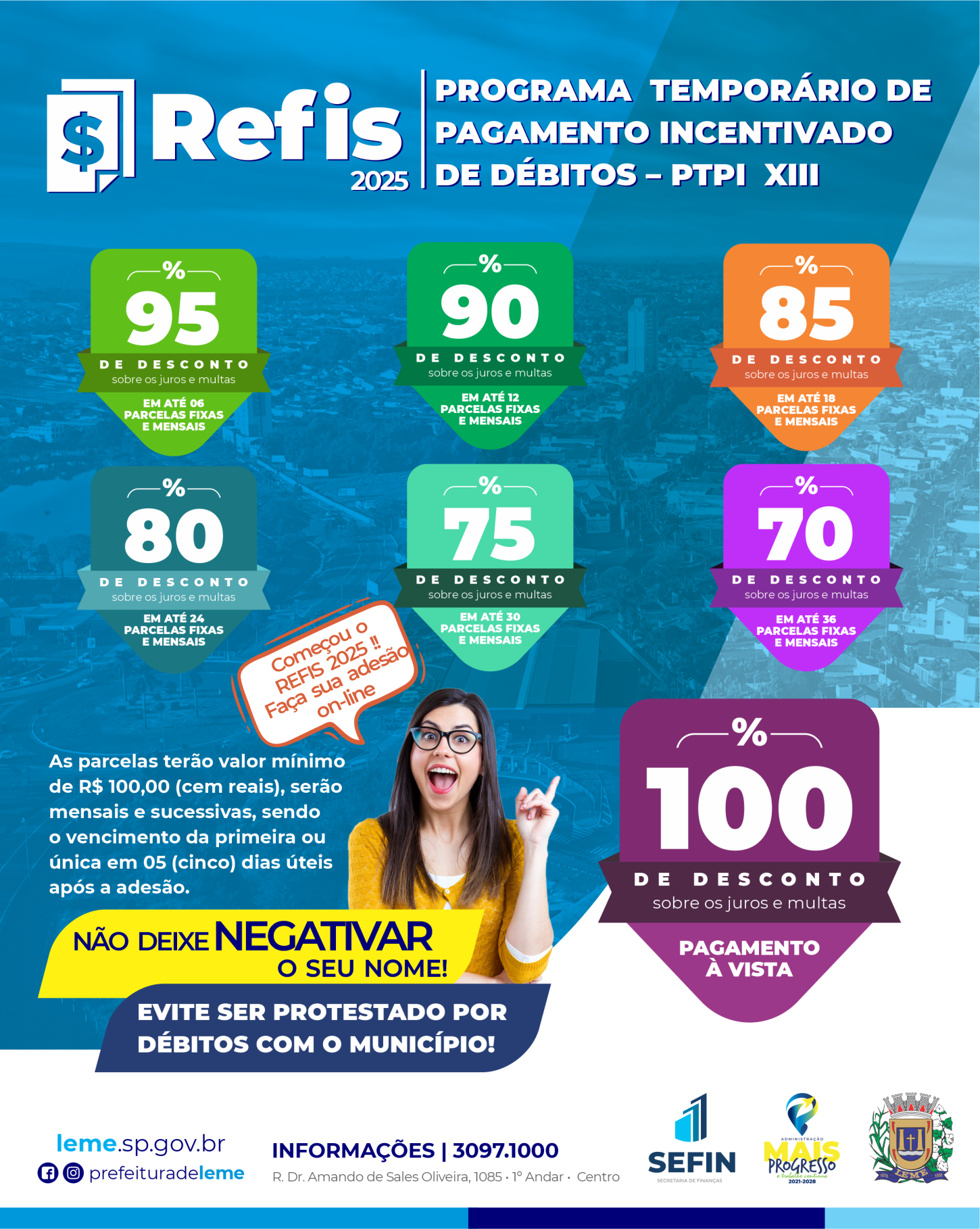 Programa de Refinanciamento de Dívidas – REFIS Municipal concede até 100% de desconto em juros e multas
