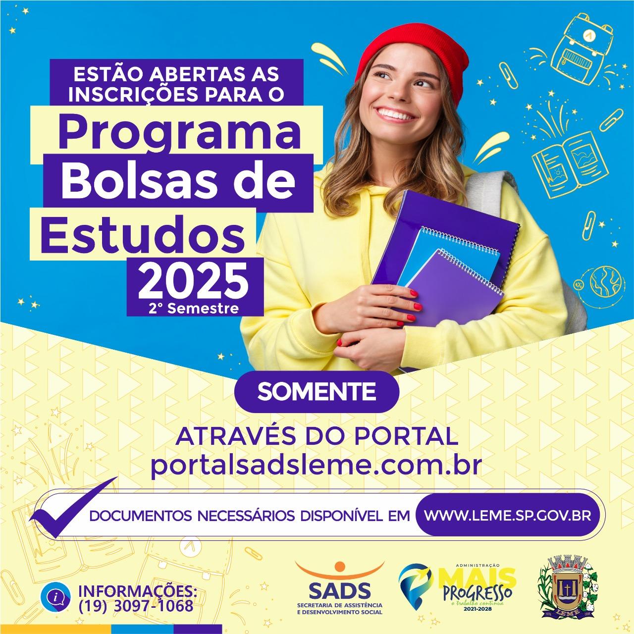 Programa Bolsas de Estudos abre inscrições para o 2º semestre em Leme (SP)